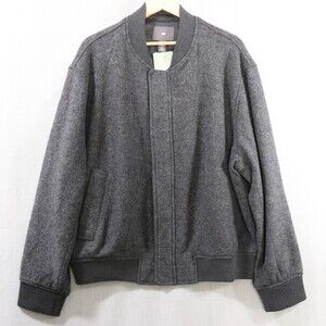 H&M Wool Blend Bomber Jacket Mens XL Gray Regular Fit Zip Up